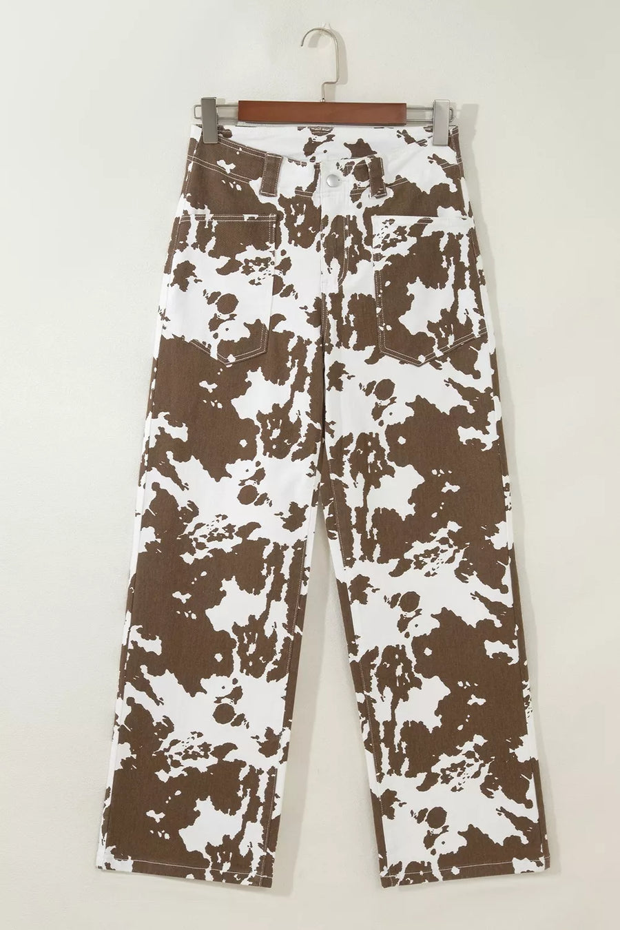 jeans in dark brown with pocketed and full-length