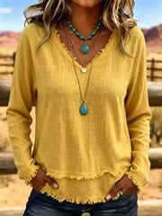 bohemian blouse in Purple with v-neck