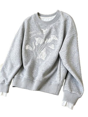 Gray sweatshirt with hip-length and pullover