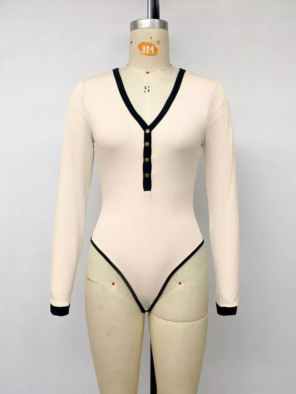 Ribbed V-neck Long Sleeve Bodysuit option 6