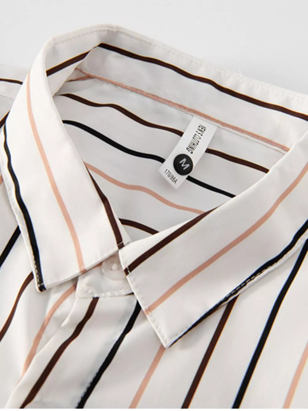 Blue Men's Plus Size Striped Button Up Shirt