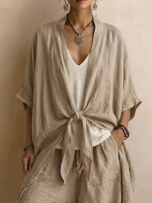 100% polyester Care instructions: Machine wash cold two-piece set in Brown with relaxed silhouette