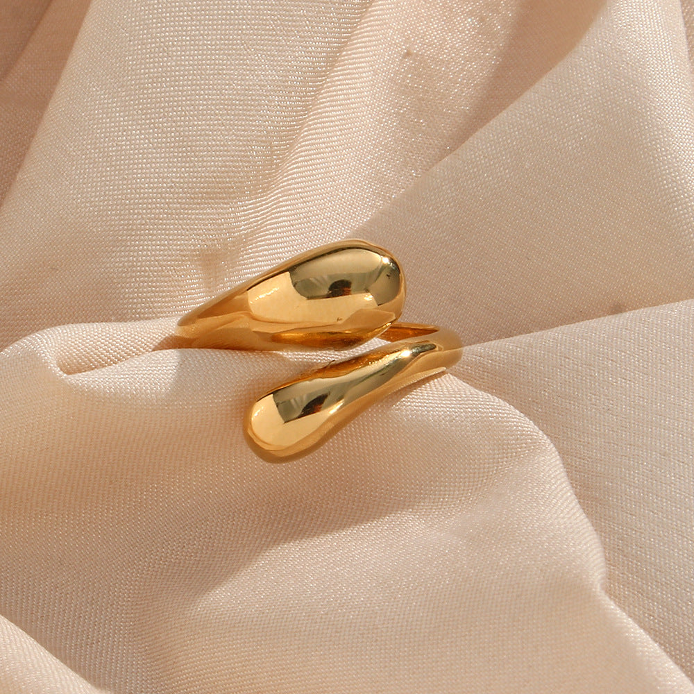 Polished 18K Gold-Plated Bypass Ring in gold with 18K gold-plated