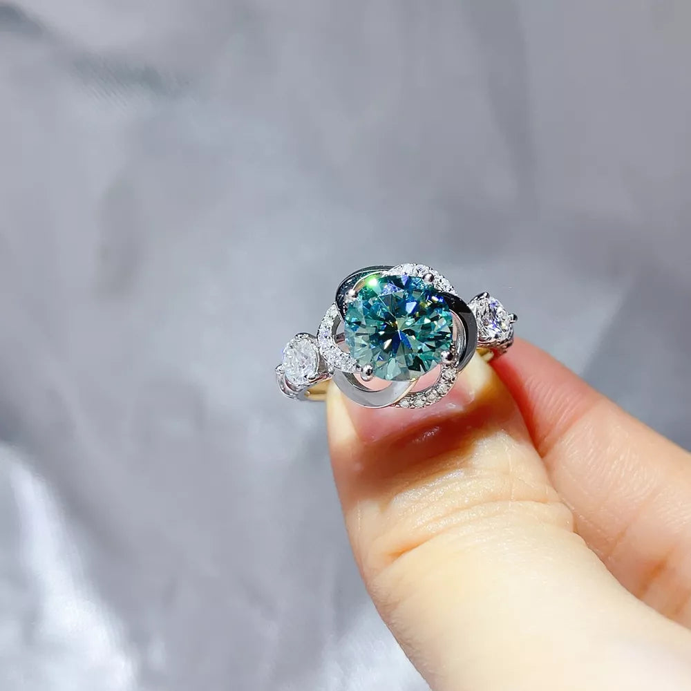 0.3 Carat Solitaire Moissanite Sterling Silver Ring in this colorway