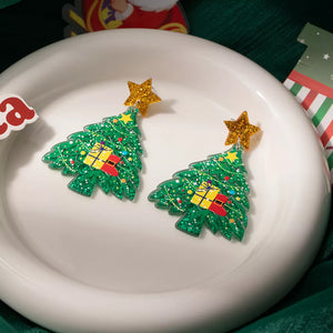 Acrylic, Stainless Steel Care instructions: Imported Size &amp earrings in red with christmas tree shape silhouette