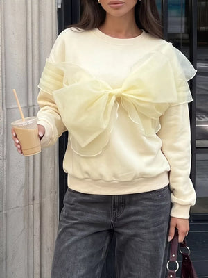 Bow Round Neck Long Sleeve Sweatshirt option 3