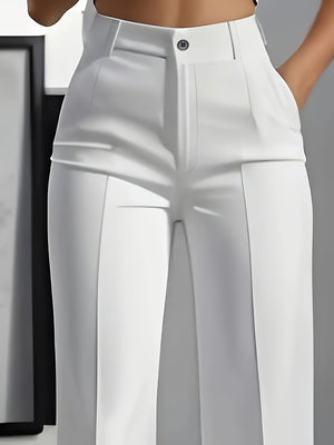 100% polyester Care instructions: Machine wash cold wide-leg pants in Light Gray with flared silhouette