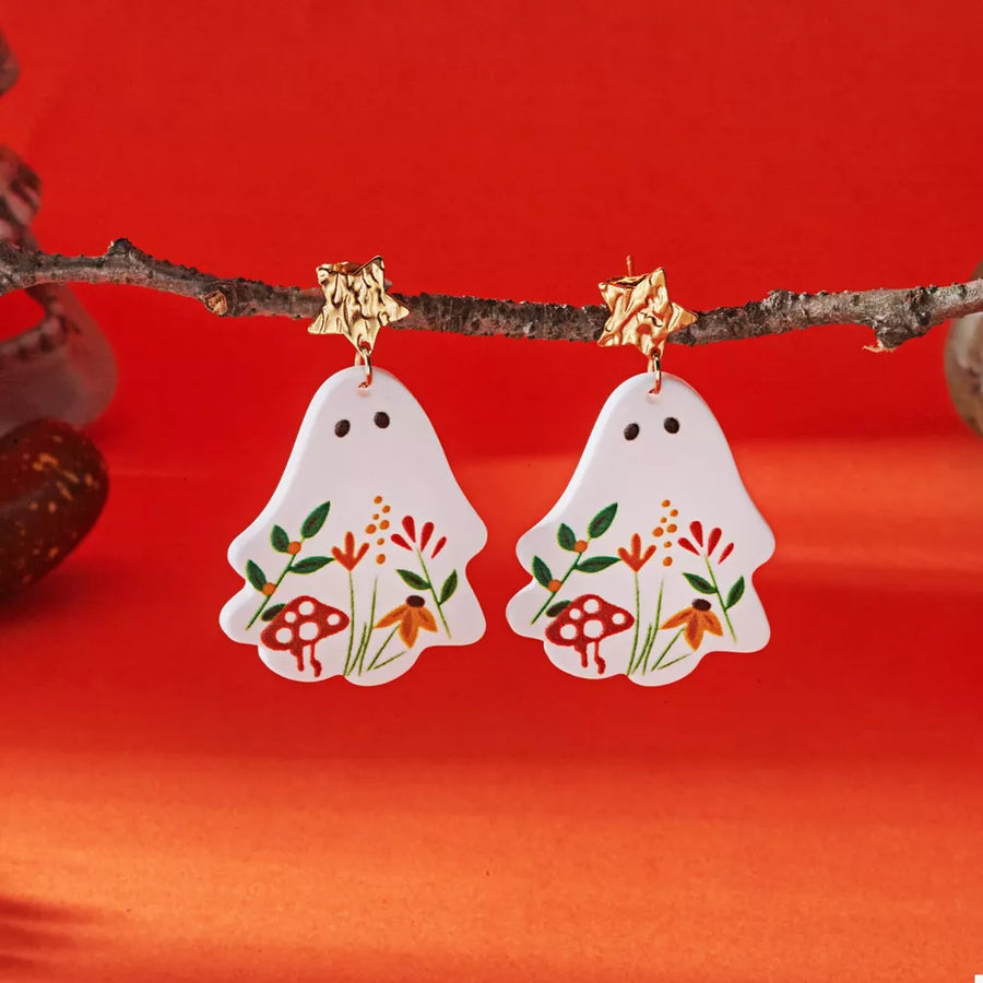 18K Gold-Plated, Acrylic, Stainless Steel Care instructions: Imported Size &amp earrings in green with irregular silhouette