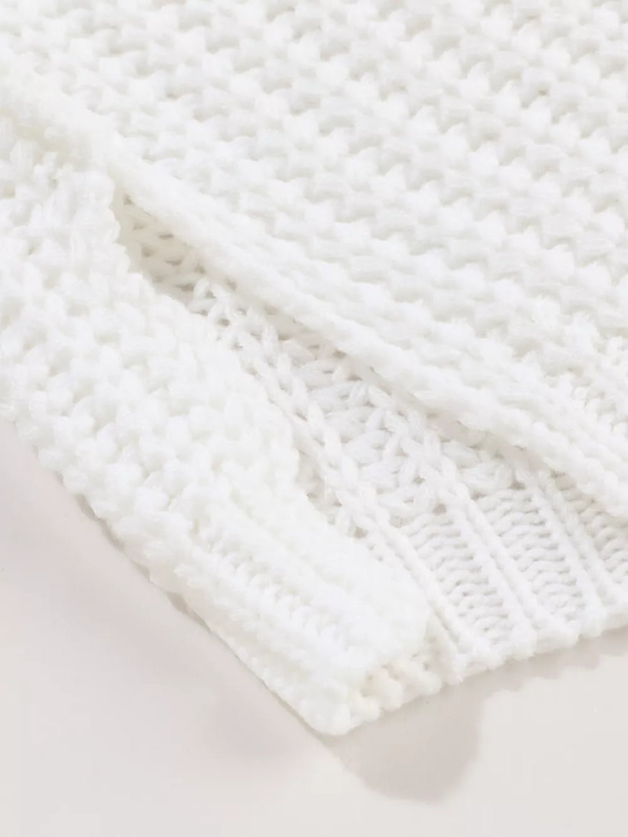 Ribbed Knit Round Neck Chunky Sweater option 10