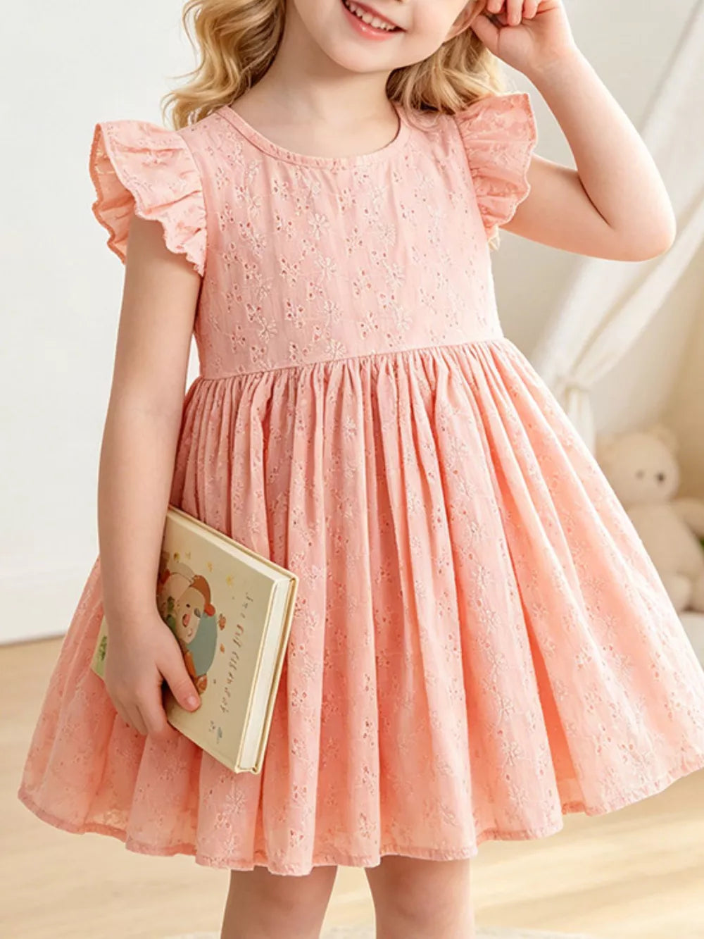 Children's Eyelet Flutter Sleeve Dress