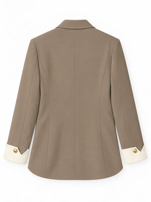 blazer in cream with buttoned and hip-length