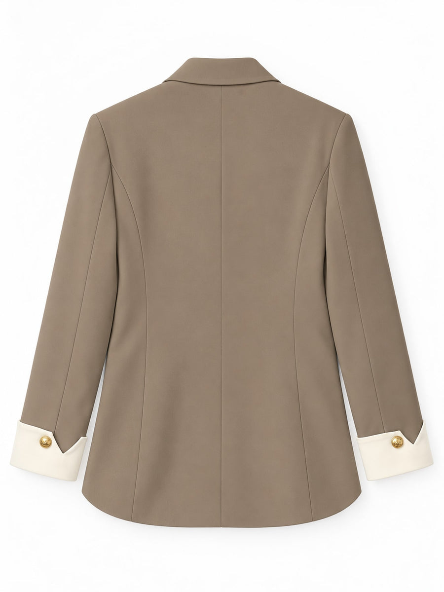 blazer in cream with buttoned and hip-length