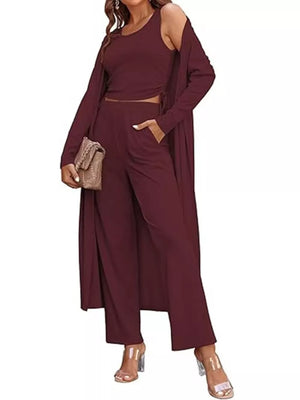 Round Neck Tank Cardigan Pants Set, view 11