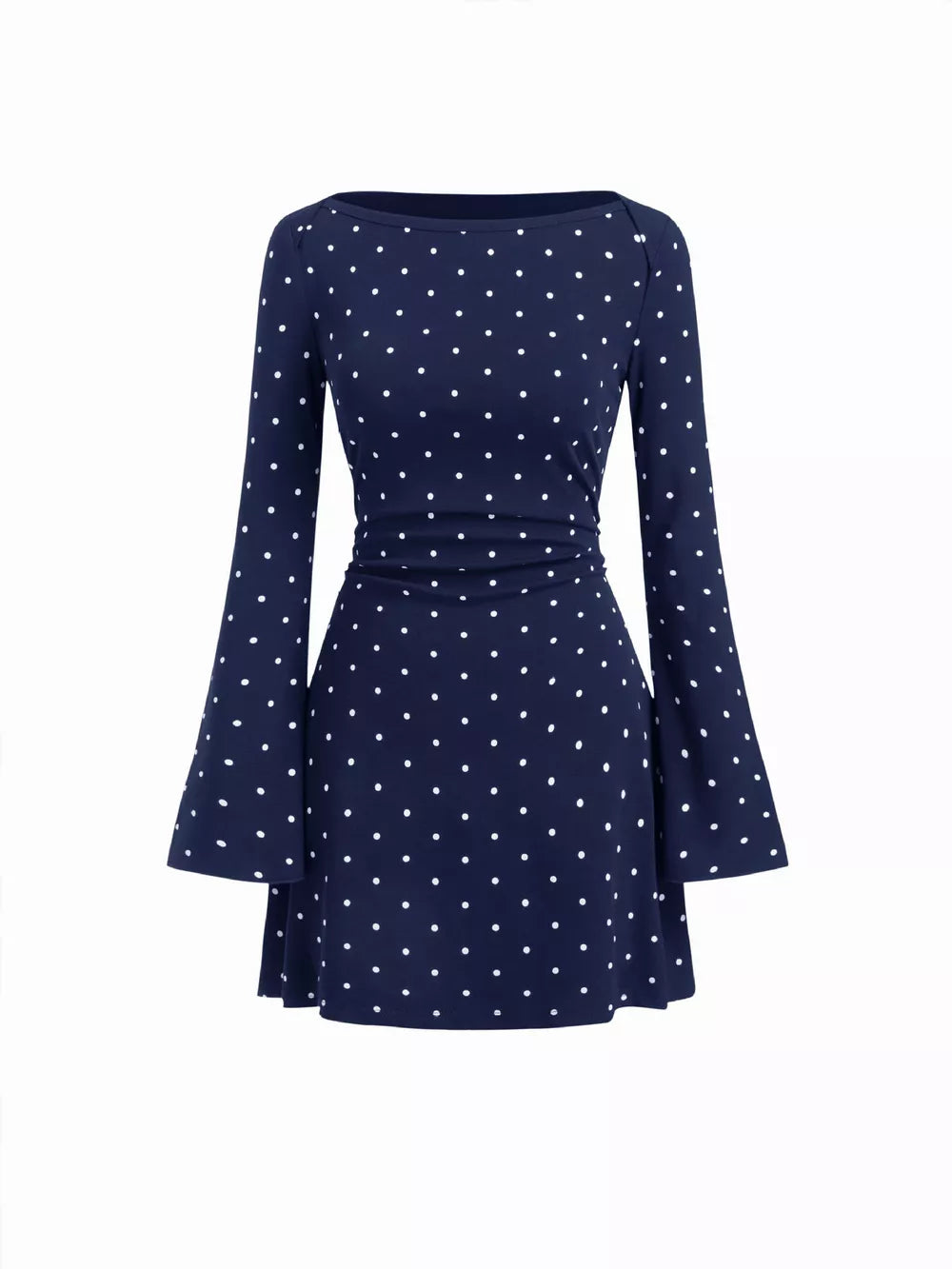 Navy mini dress with pullover and polka dot