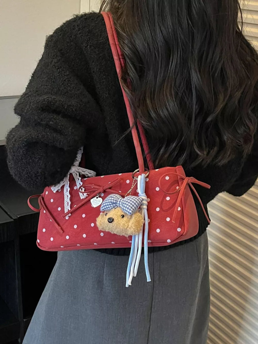 shoulder bag in Burgundy with polka-dot and polka dots