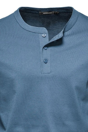 Peacock Blue Henley Knit Long Sleeve Tee with button placket