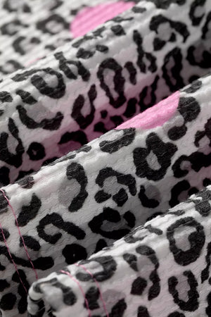Leopard Heart Print Colorblock Pullover Blouse option 7