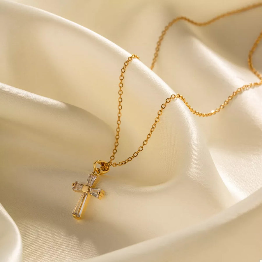 gold necklace with princess length and clasp