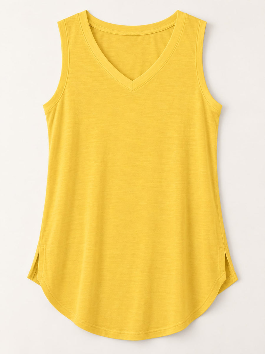 Cotton &amp tank top in Yellow with loose silhouette