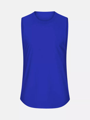 Men's blue relaxed fit crew neck tank top