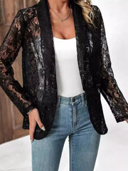 blazer in White with floral and lace