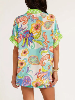 Lime pajama set with collared and short sleeve