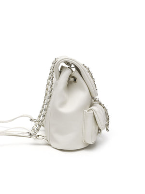 backpack featuring quilted in White with PU Leather Imported Size &amp texture