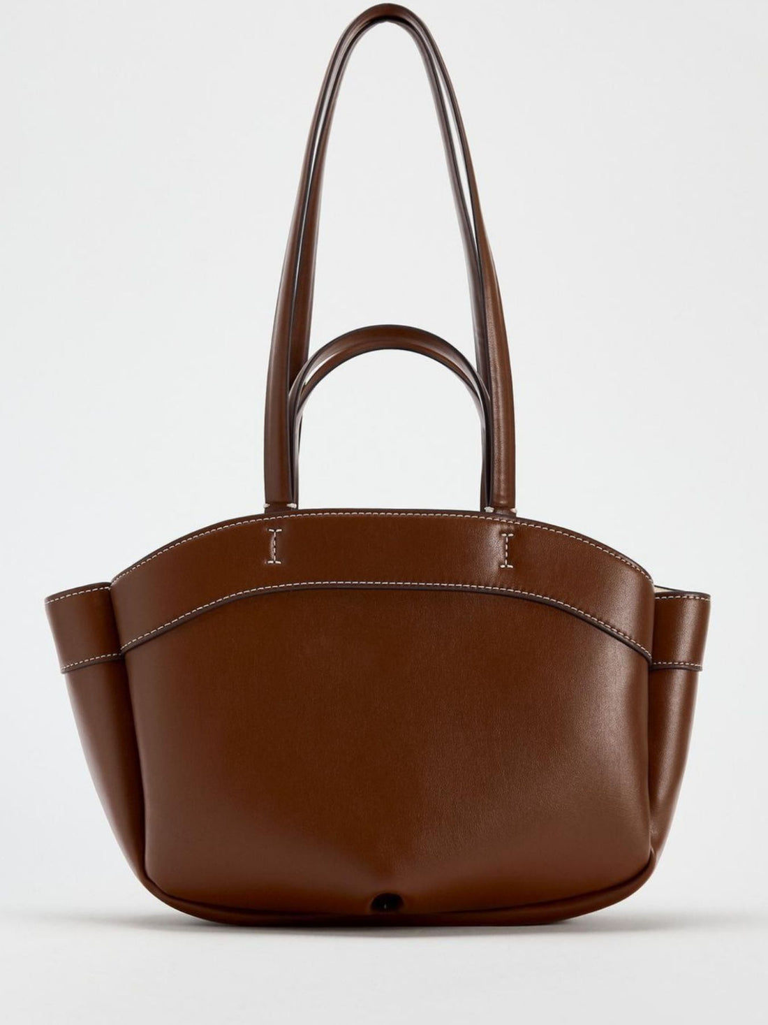 Large PU Leather Tote Bag in brown with top handles