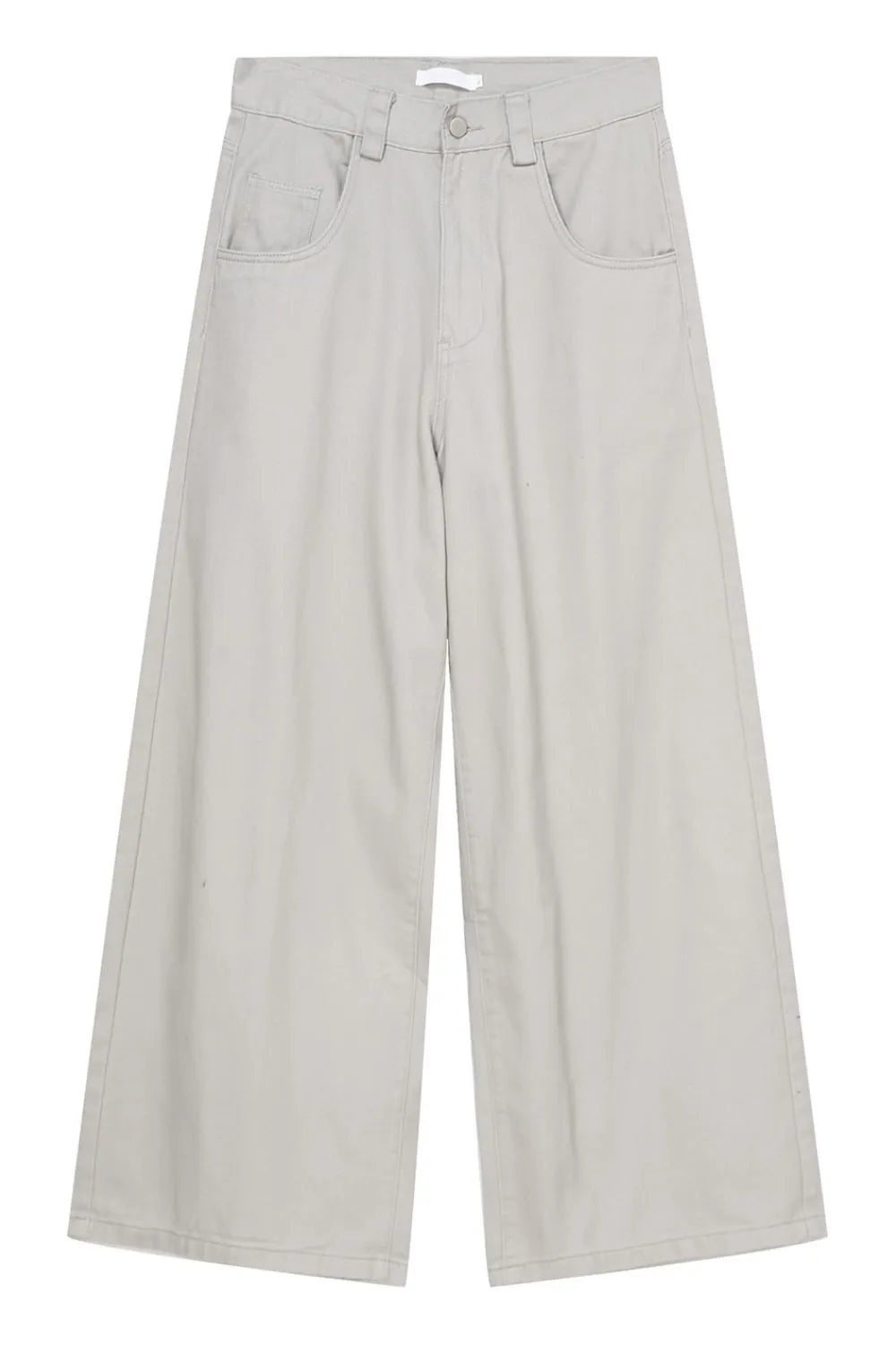 Gray wide-leg denim jeans with sculpted volume and a relaxed fit.