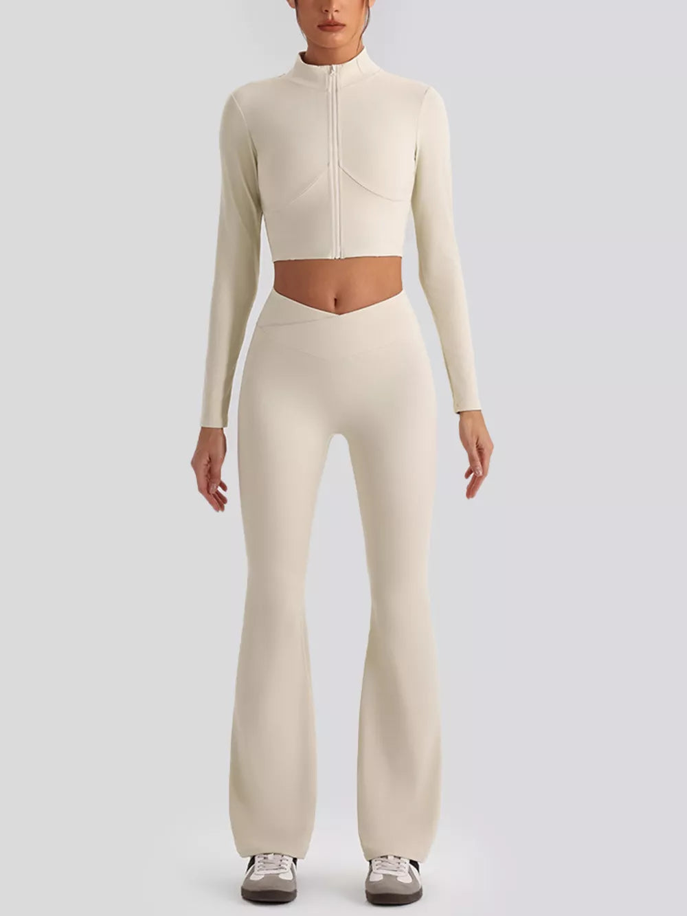 Seamless Criss-cross V-neck Tank And Leggings Set in Brown