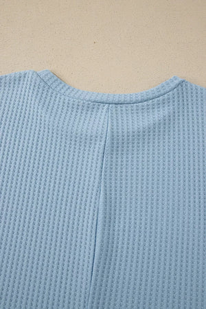 Waffle Knit Dolman Sleeve Loose Top option 5