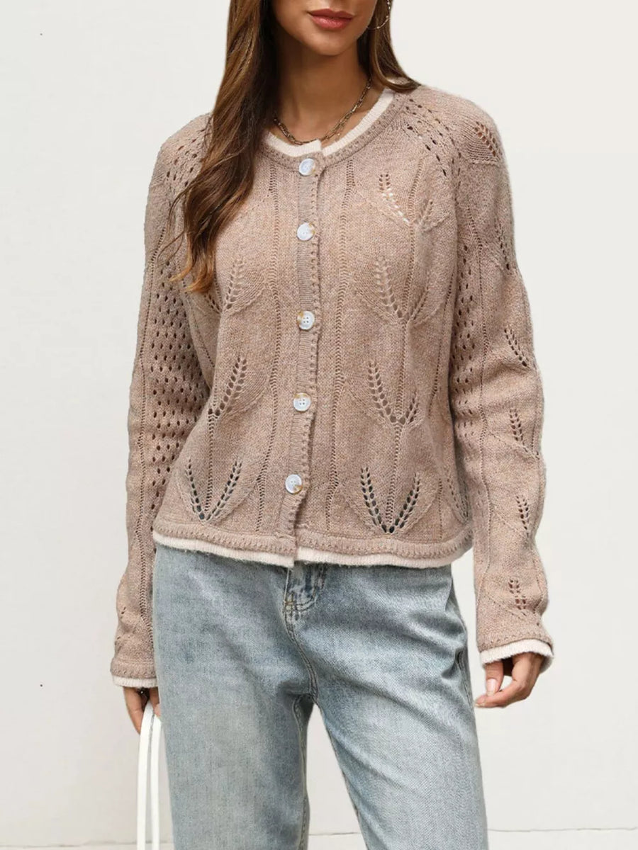 cardigan in Khaki with openwork and openwork