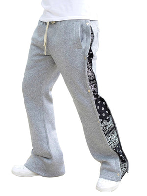 Black Men's Full Size Side Snap Button Pants Plus Size