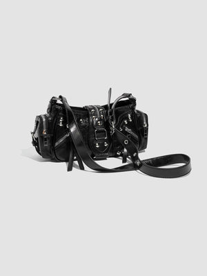 shoulder bag featuring crocodile-embossed in black with PU Leather Imported Size &amp texture