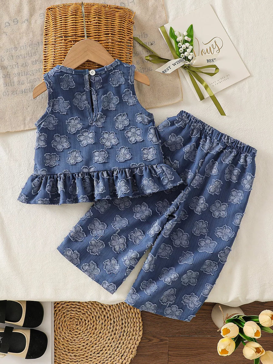 Children's Floral Round Neck Tank And Pants Set option 8