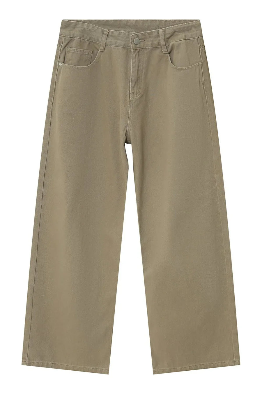 Khaki wide-leg denim jeans with a basic utility style.
