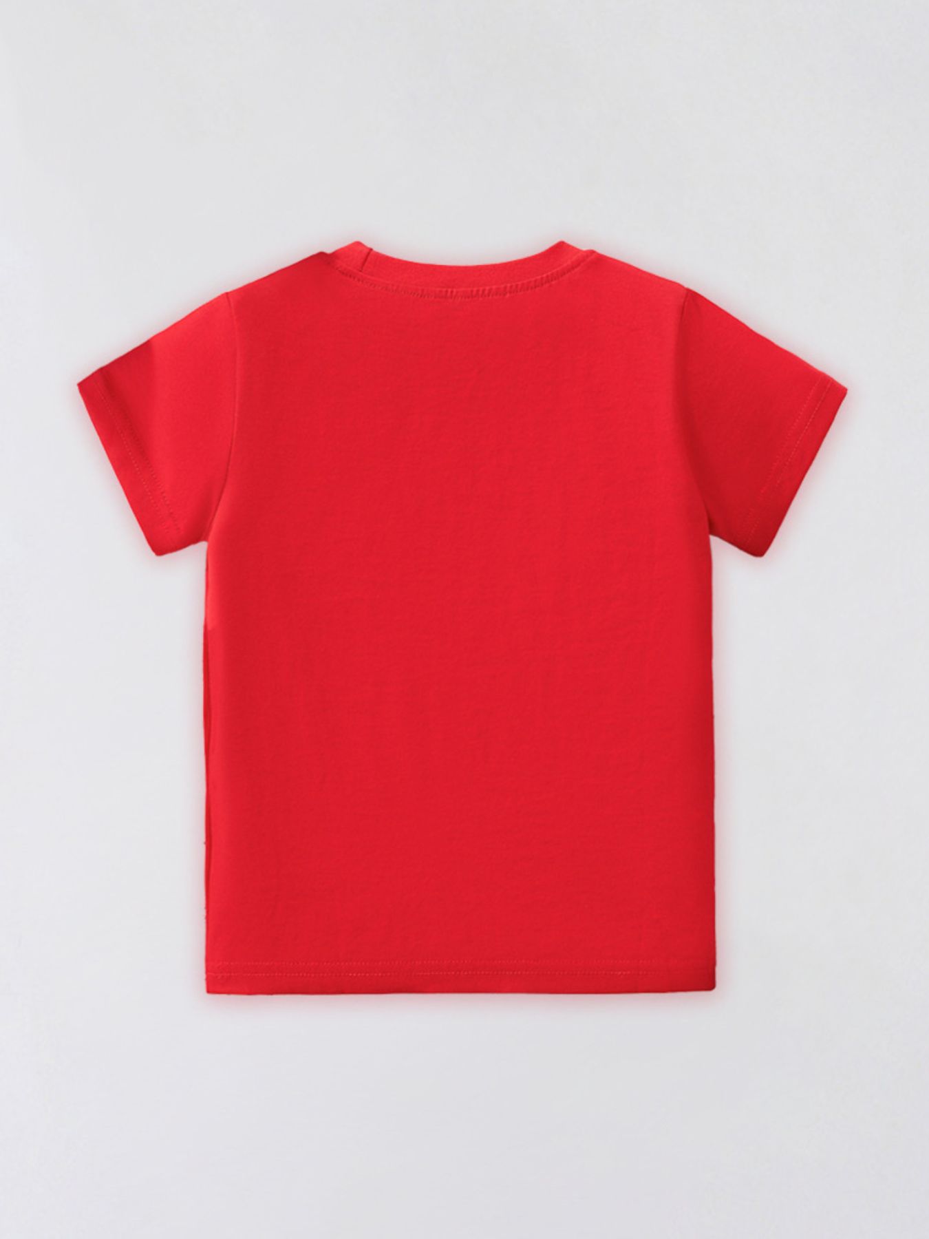 Red cotton t-shirt for toddlers with short sleeves and a crew neck.
