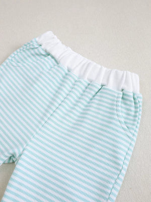 Light Blue with Children's Bear Striped Top And Pants Set
