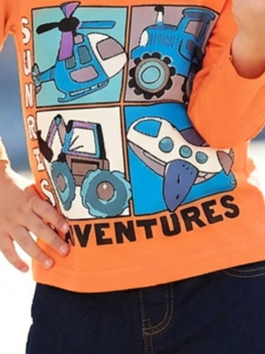 t-shirt in Orange with graphic-print and graphic print