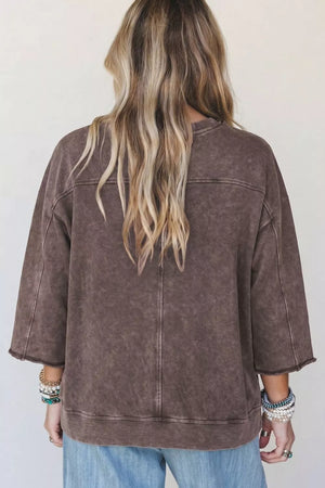 3/4 Sleeve Mineral Wash Cotton Top option 3