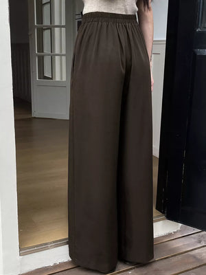 High-waisted Wide-leg Pants in dark brown with high-waisted