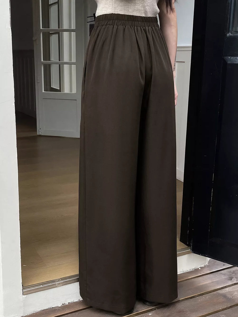 High-waisted Wide-leg Pants in dark brown with high-waisted