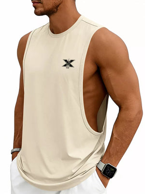 White Men's Full Size Round Neck Tank Plus Size