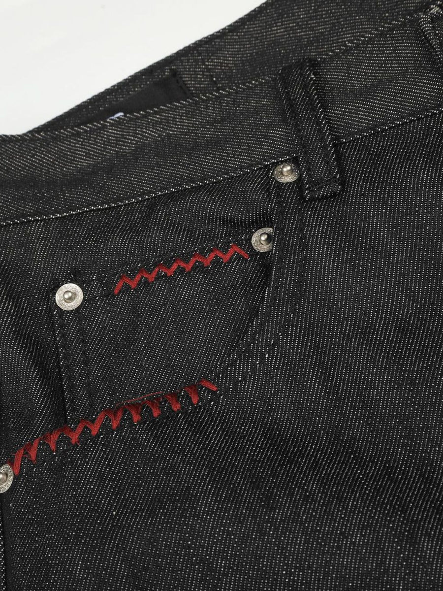 flare jeans in Black with button closure and full-length
