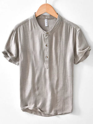 Green Men's Plus Size Button Detail Short Sleeve Shirt