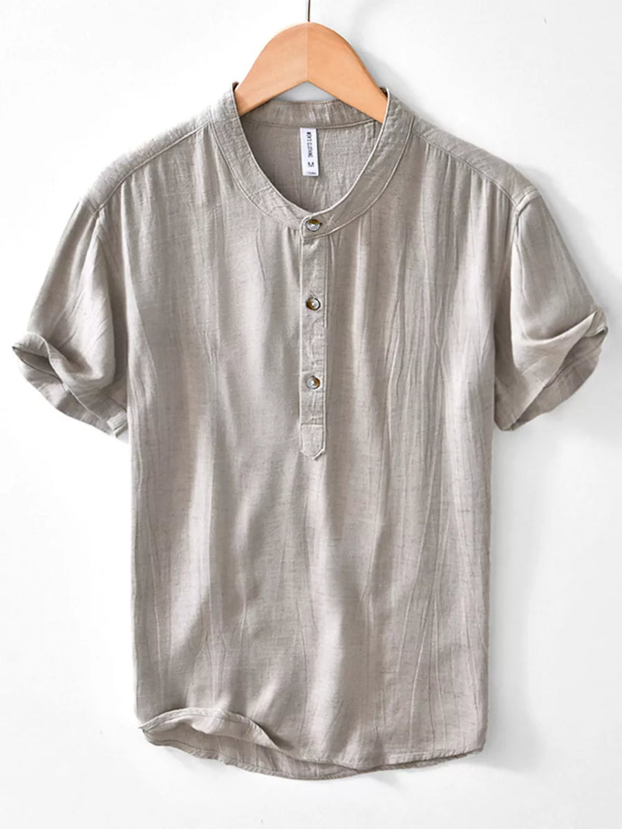 Green Men's Plus Size Button Detail Short Sleeve Shirt