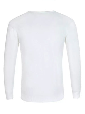 Men's Plus Size Solid Color Long Sleeve Knit Top in Navy, view 14
