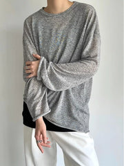 Gray Men's Plus Size Heathered Long-sleeve T-shirt