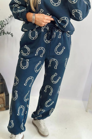 100% polyester Care instructions: Machine wash cold lounge set in Dark Navy with relaxed silhouette