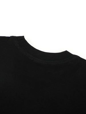 black t-shirt with hip-length and pullover